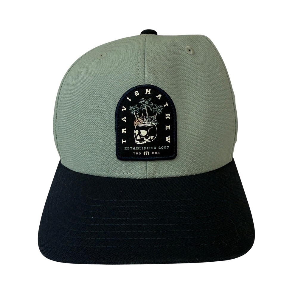 TravisMathew Beach and Brews Mens Hat Snapback Flexfit 110 Skull Patch Cap Golf